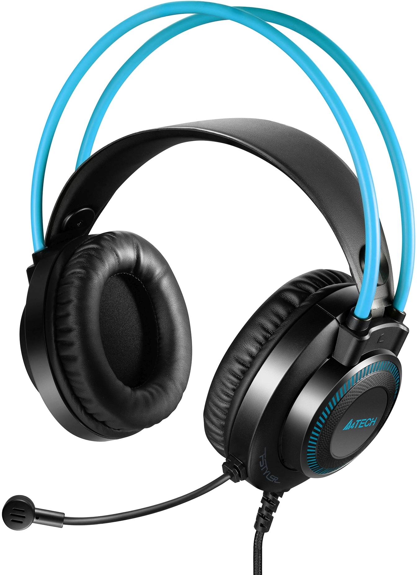 Наушники с микрофоном A4Tech Fstyler FH200U серый/синий 2м накладные USB оголовье (FH200U BLUE)