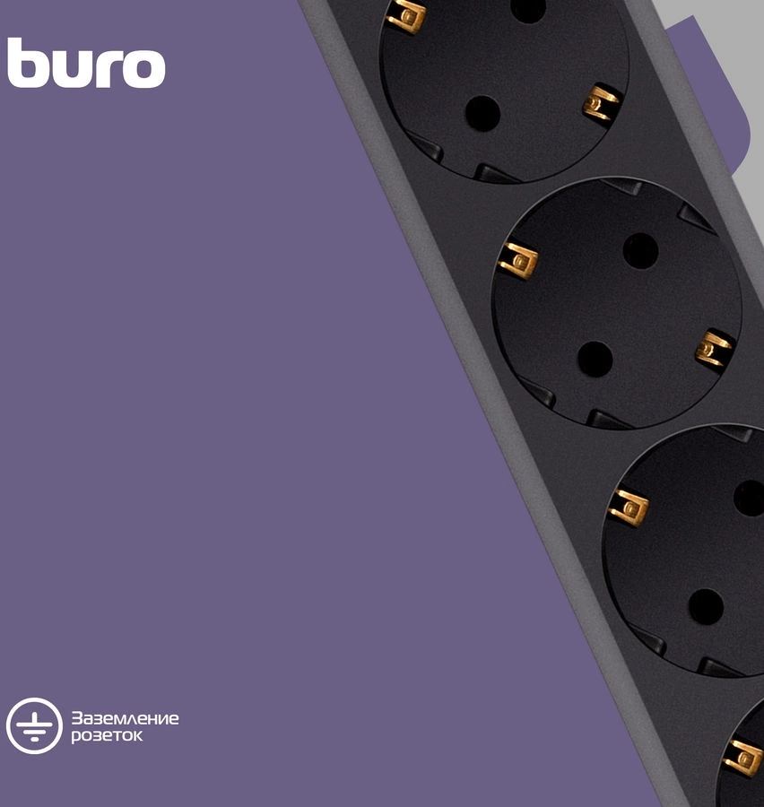 Сетевой фильтр Buro 600SH-16-3-B 3м (6 розеток) черный (коробка)