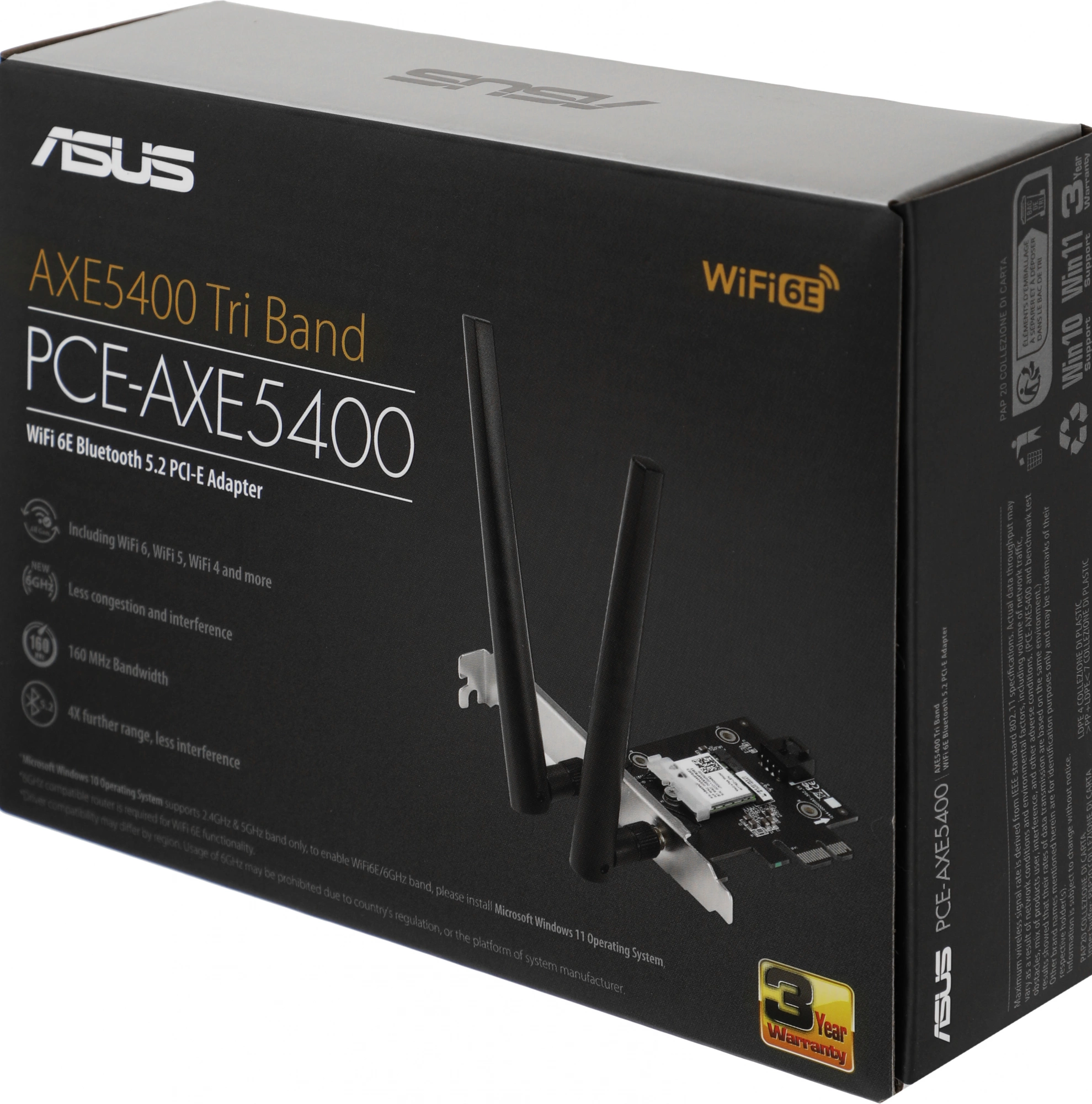 Сетевой адаптер Wi-Fi + Bluetooth Asus PCE-AXE5400 AXE5400 PCI Express x1 (ант.внеш.съем) 2ант.