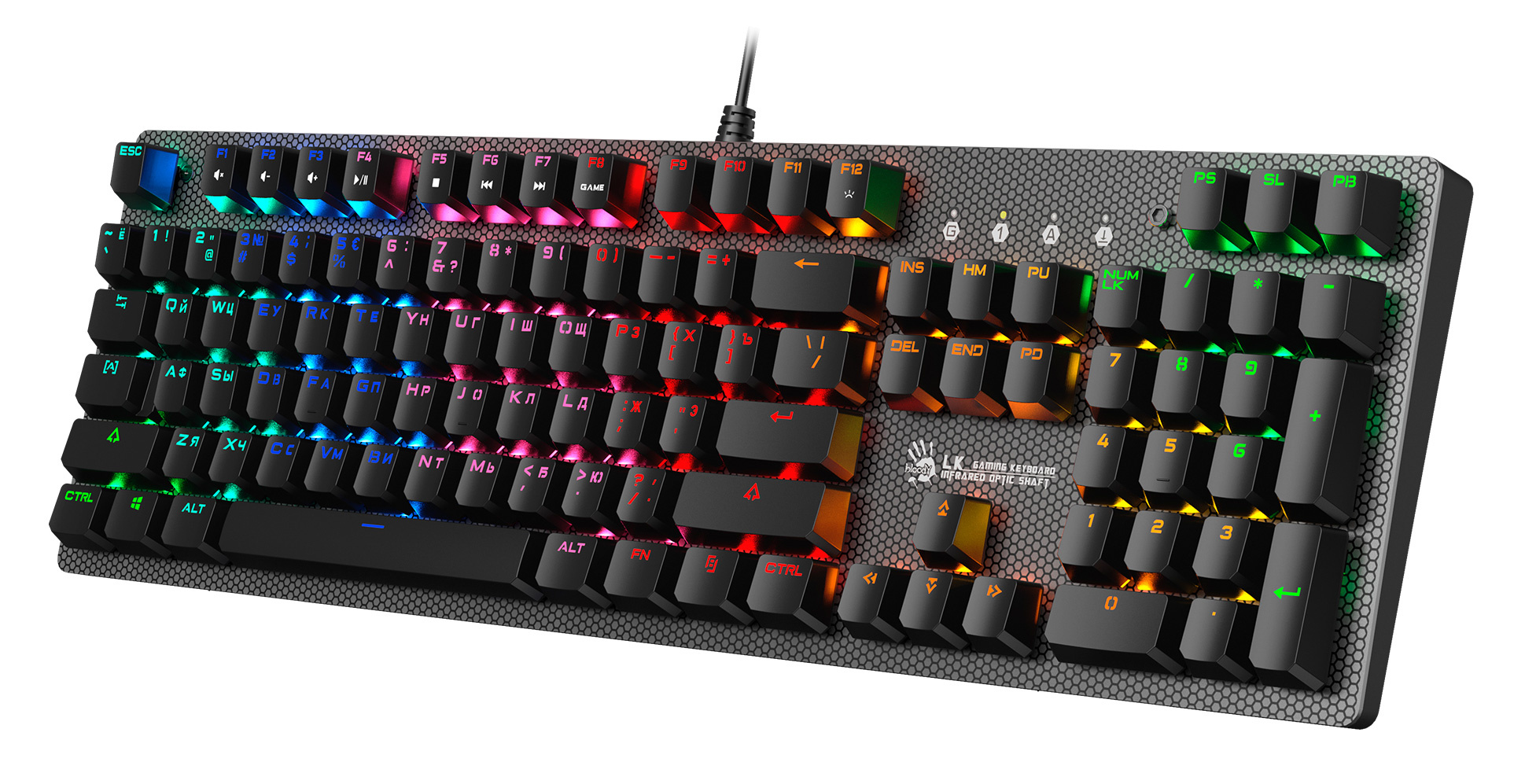 Клавиатура A4Tech B810R NetBee механическая черный USB for gamer LED (B810R (NETBEE)) кабель 1.8м