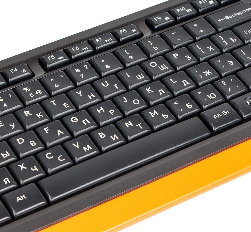 Клавиатура A4Tech FK10 черный/оранжевый USB (FK10 ORANGE) кабель 1.5м
