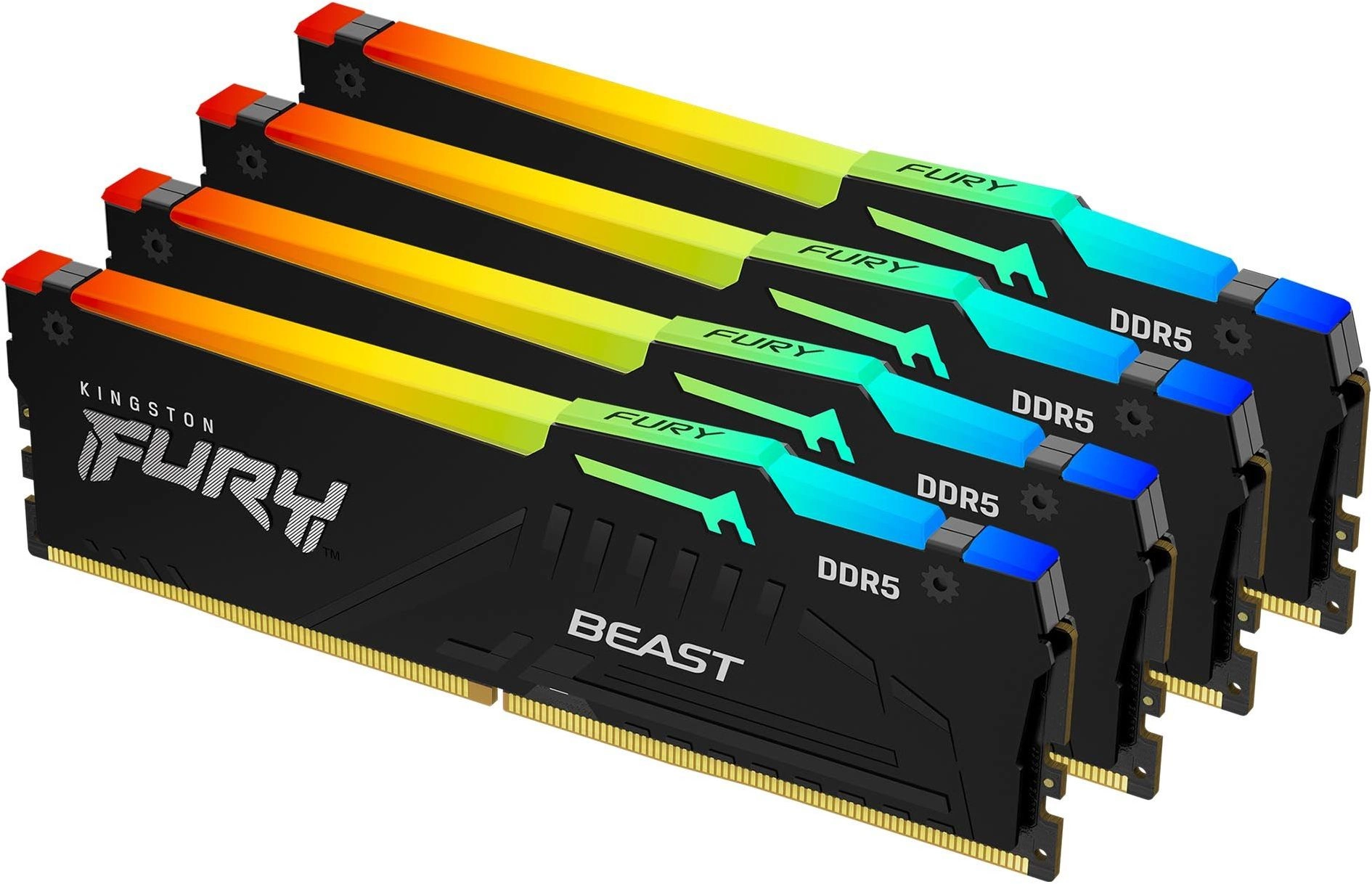 Память DDR5 4x32GB 5600MHz Kingston KF556C40BBAK4-128 Fury Beast Black RGB RTL Gaming PC5-44800 CL40 DIMM 288-pin 1.25В dual rank с радиатором Ret