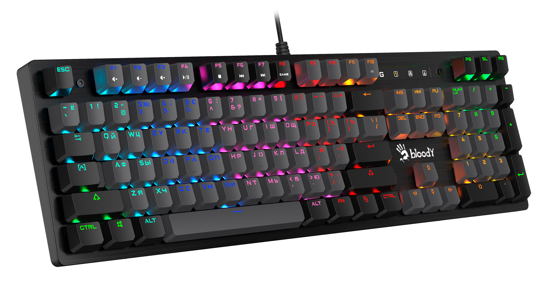 Клавиатура A4Tech B820R Dual Color механическая черный/серый USB for gamer LED (B820R GREY (BLUE SWITCH)) кабель 1.8м