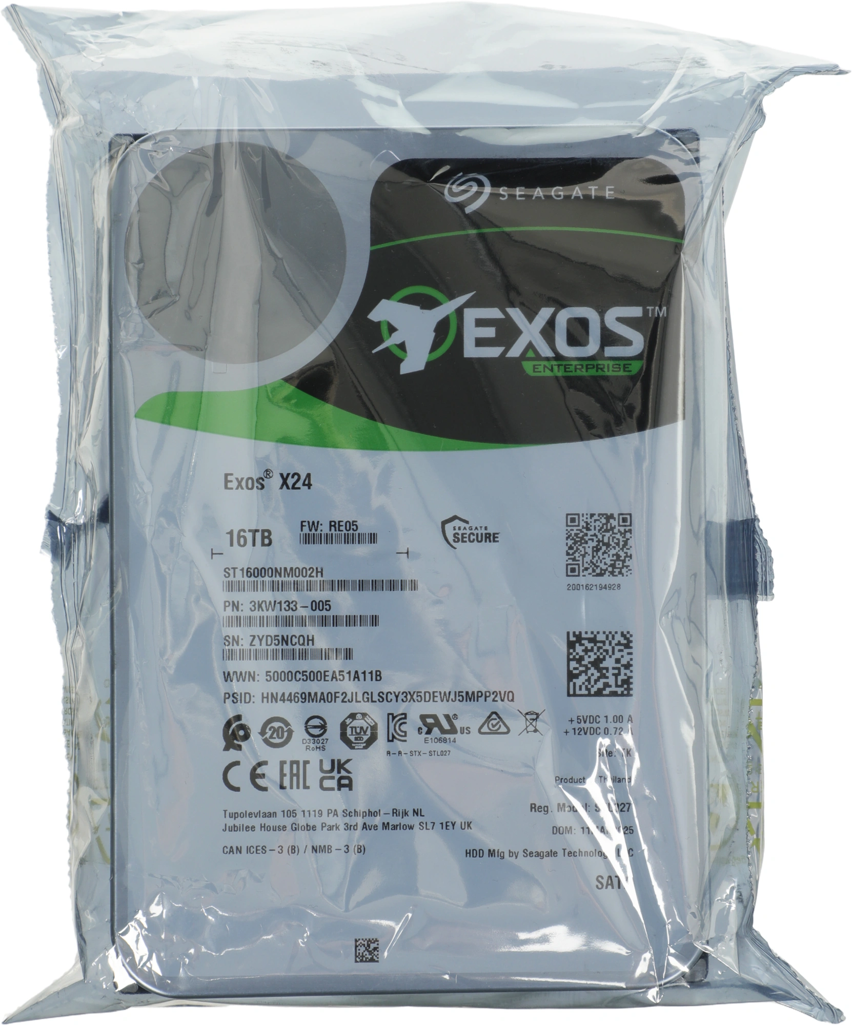 Жесткий диск Seagate SATA-III 16TB ST16000NM002H Server Exos X24 4KN (7200rpm) 512Mb 3.5"
