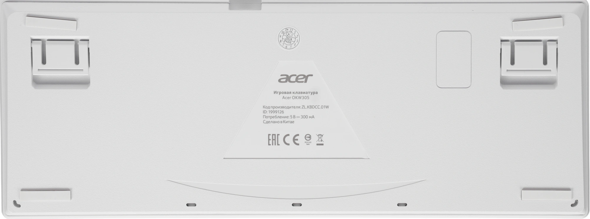Клавиатура Acer OKW305 механическая белый USB for gamer LED (ZL.KBDCC.01W) кабель 1.8м