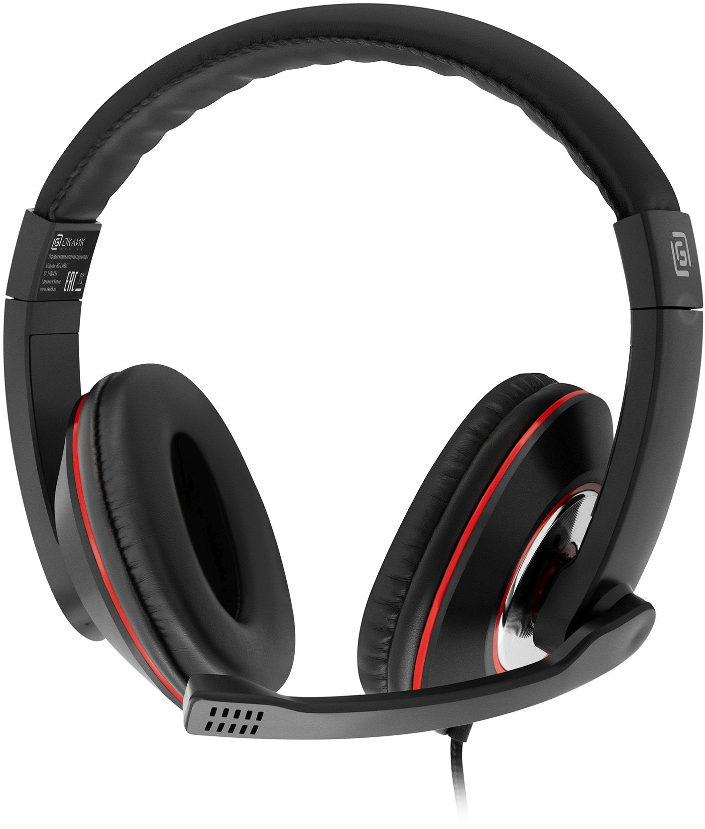 Наушники с микрофоном Оклик HS-L390G DRAGON черный/красный 1.8м мониторные оголовье (1100413)