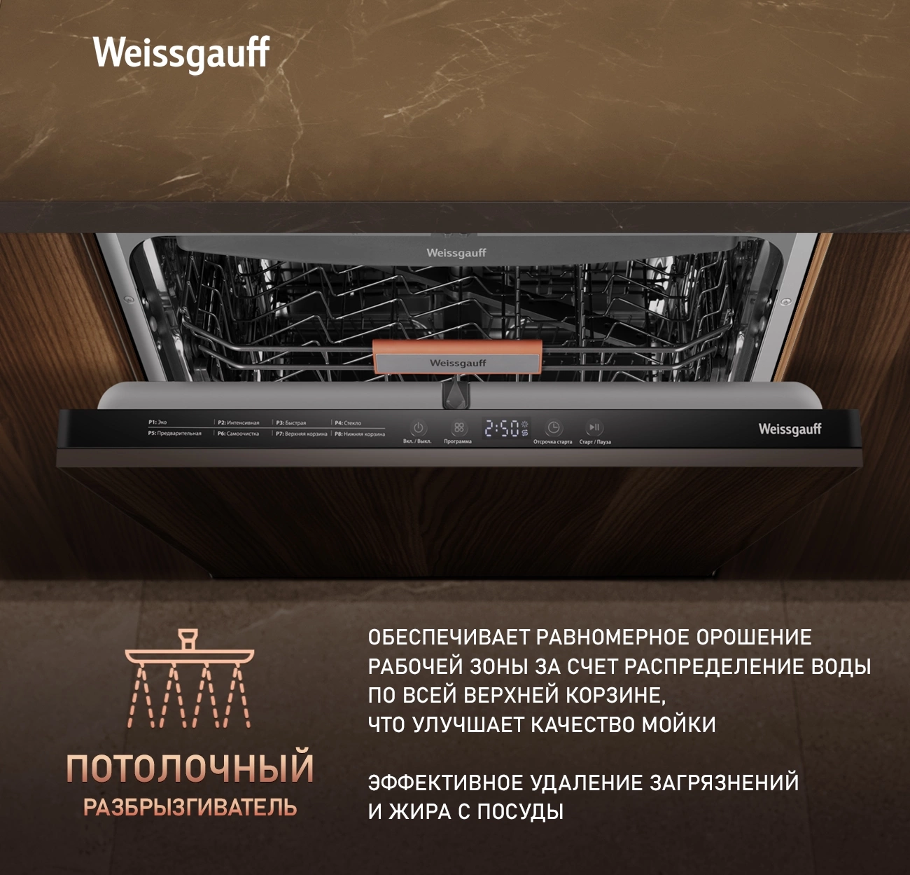 Посудомоечная машина встраив. Weissgauff BDW 6038 Infolight полноразмерная