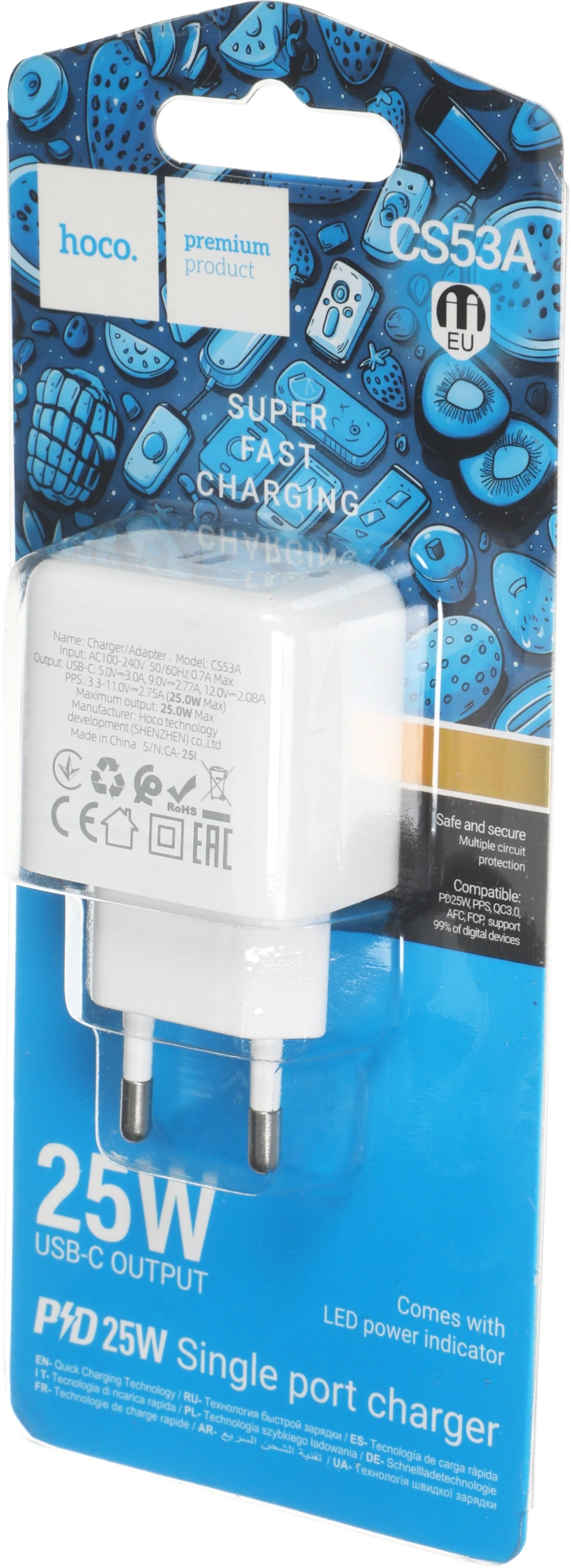 Сетевое зар./устр. Hoco CS53A Surplus 25W 3A (PD) USB Type-C универсальное белый (31488)