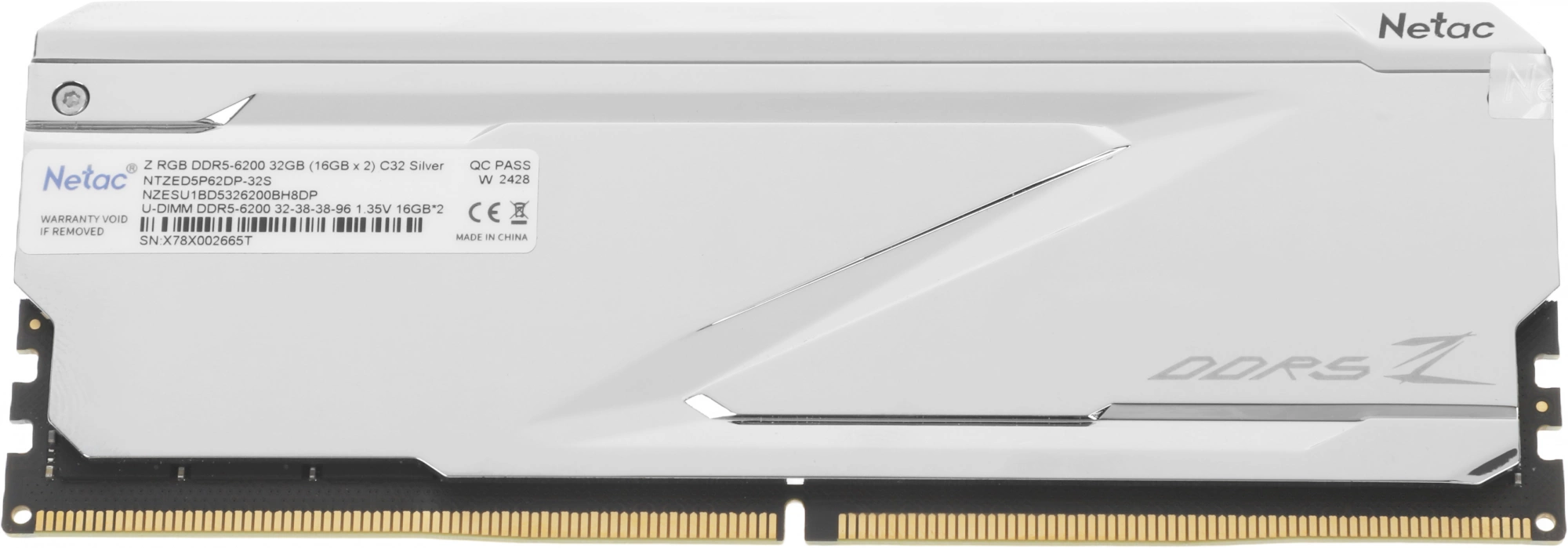 Память DDR5 2x16GB 6200MHz Netac NTZED5P62DP-32S Z RGB RTL Gaming PC5-49600 CL32 DIMM 288-pin 1.35В с радиатором Ret
