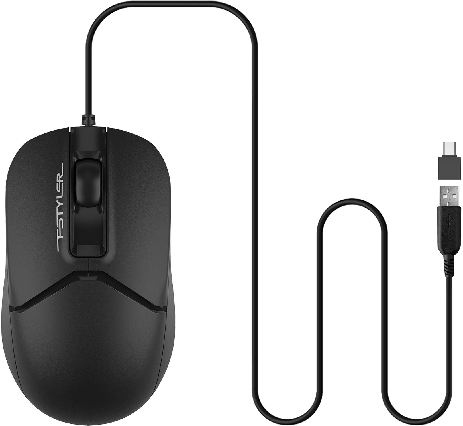 Мышь A4Tech Fstyler FM12T черный оптическая 1200dpi USB для ноутбука 2but (FM12T BLACK)