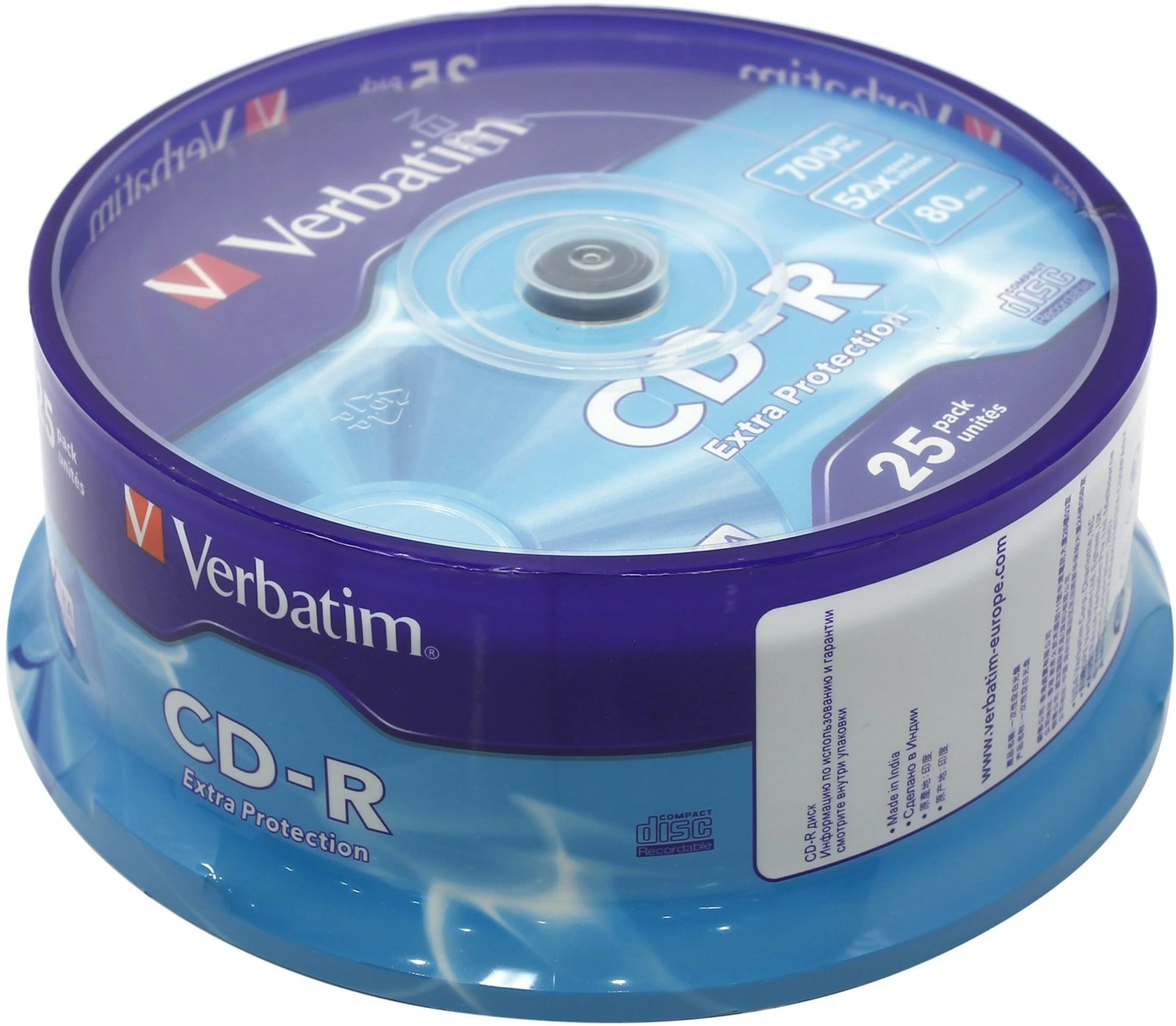 Диск CD-R Verbatim 700Mb 52x Cake Box (25шт) (43432)
