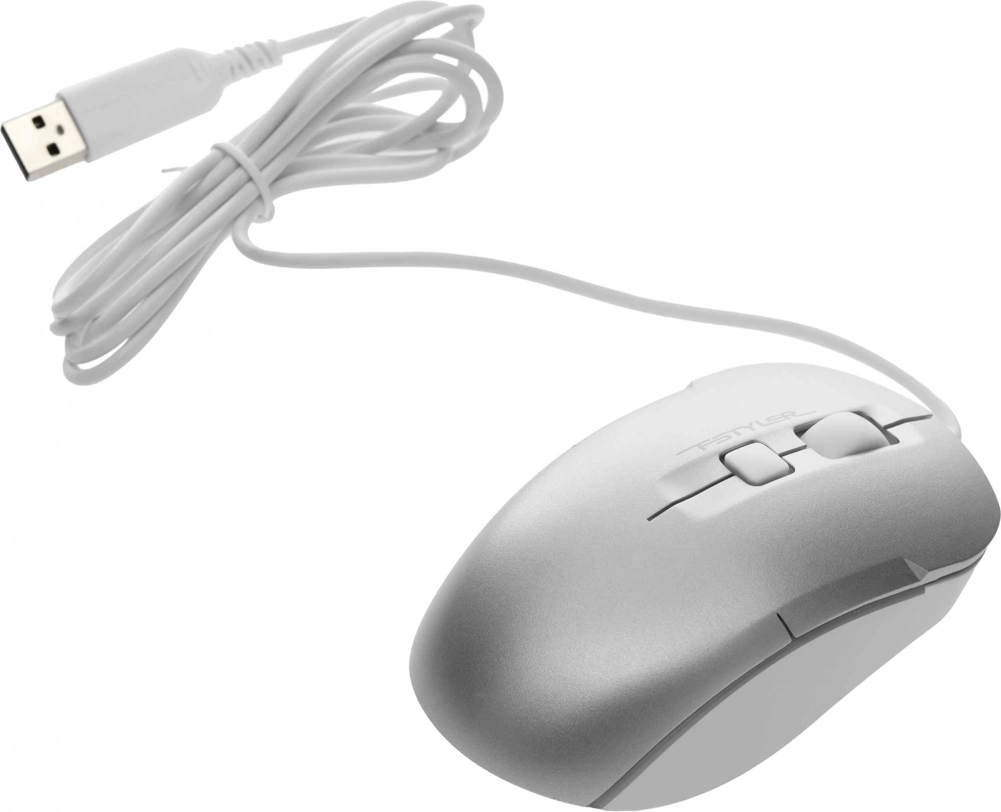 Мышь A4Tech Fstyler FM26 серебристый/белый оптическая 1600dpi USB для ноутбука 4but (FM26 USB (ICY WHITE))