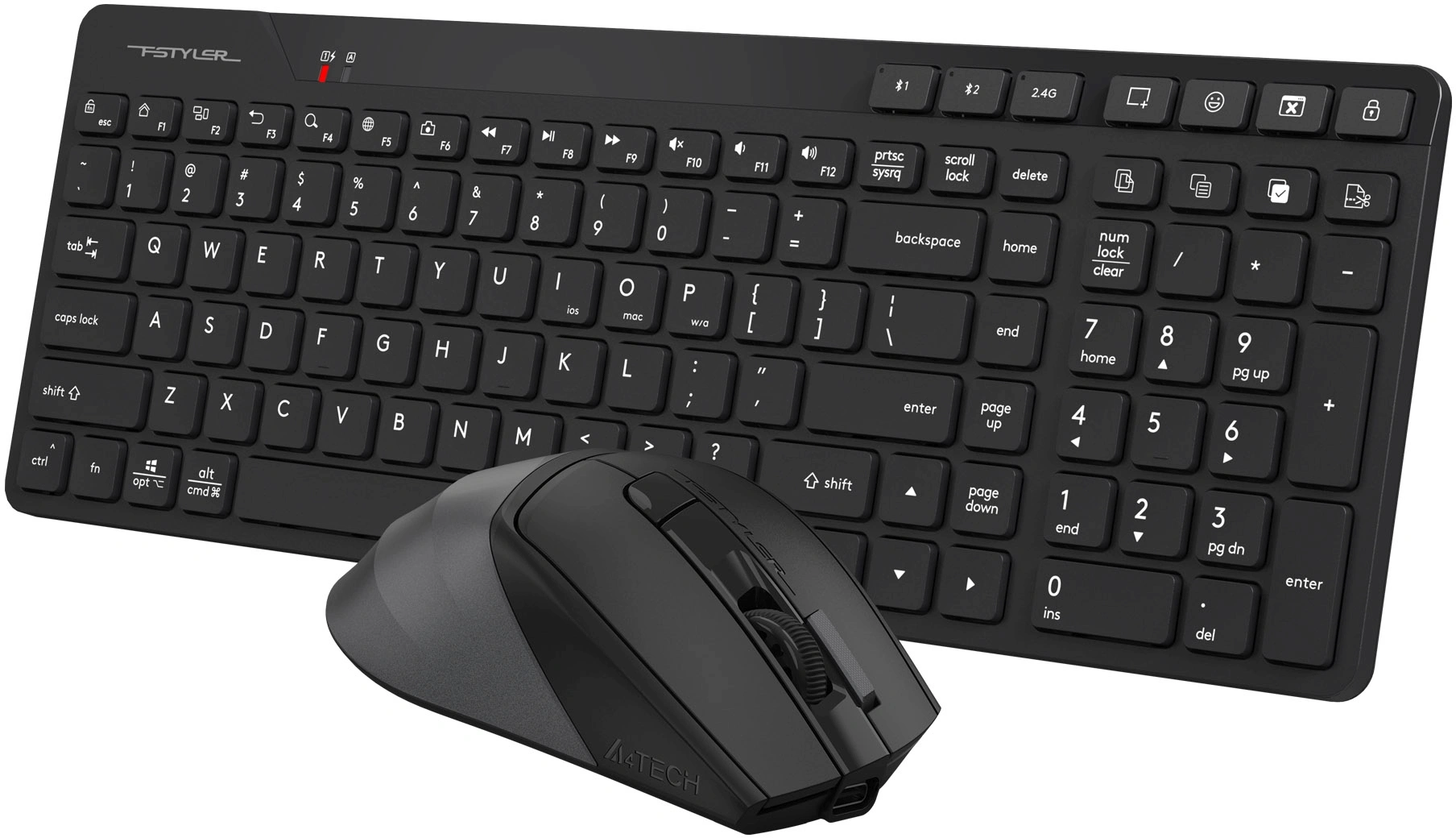 Клавиатура + мышь A4Tech Fstyler FB2800C Air2 клав:черный/серый мышь:черный/серый USB беспроводная Bluetooth/Радио slim