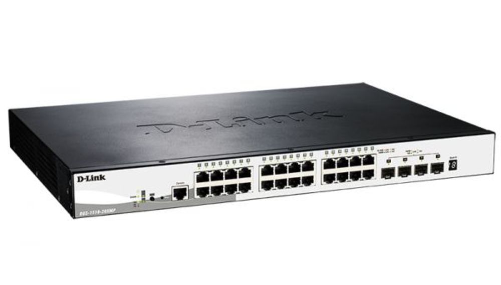 DGS-1510-28XMP/A1A PROJ Настраиваемый L2+ стекируемый коммутатор D-Link с 24 портами 10/100/1000Base-T и 4 портами 10GBase-X SFP+ (24 порта PoE 802.3af/at, PoE-бюджет 370 Вт)