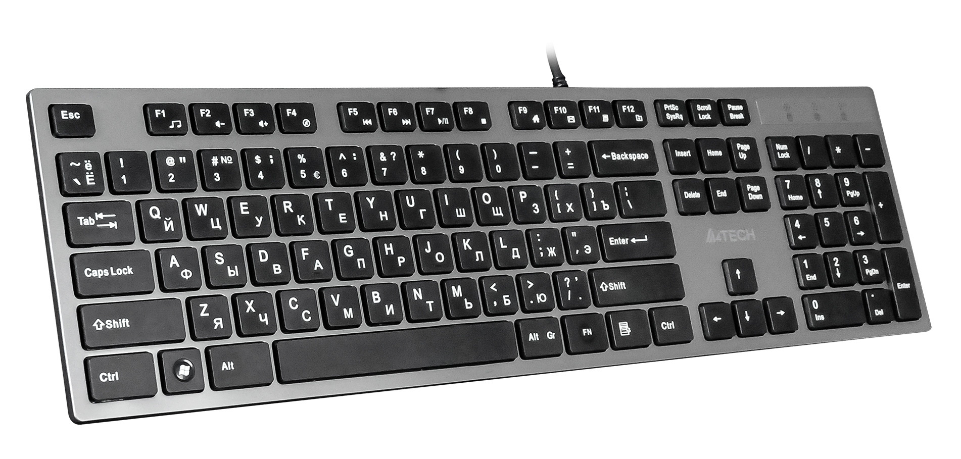 Клавиатура A4Tech KV-300H серый/черный USB slim кабель 1.5м