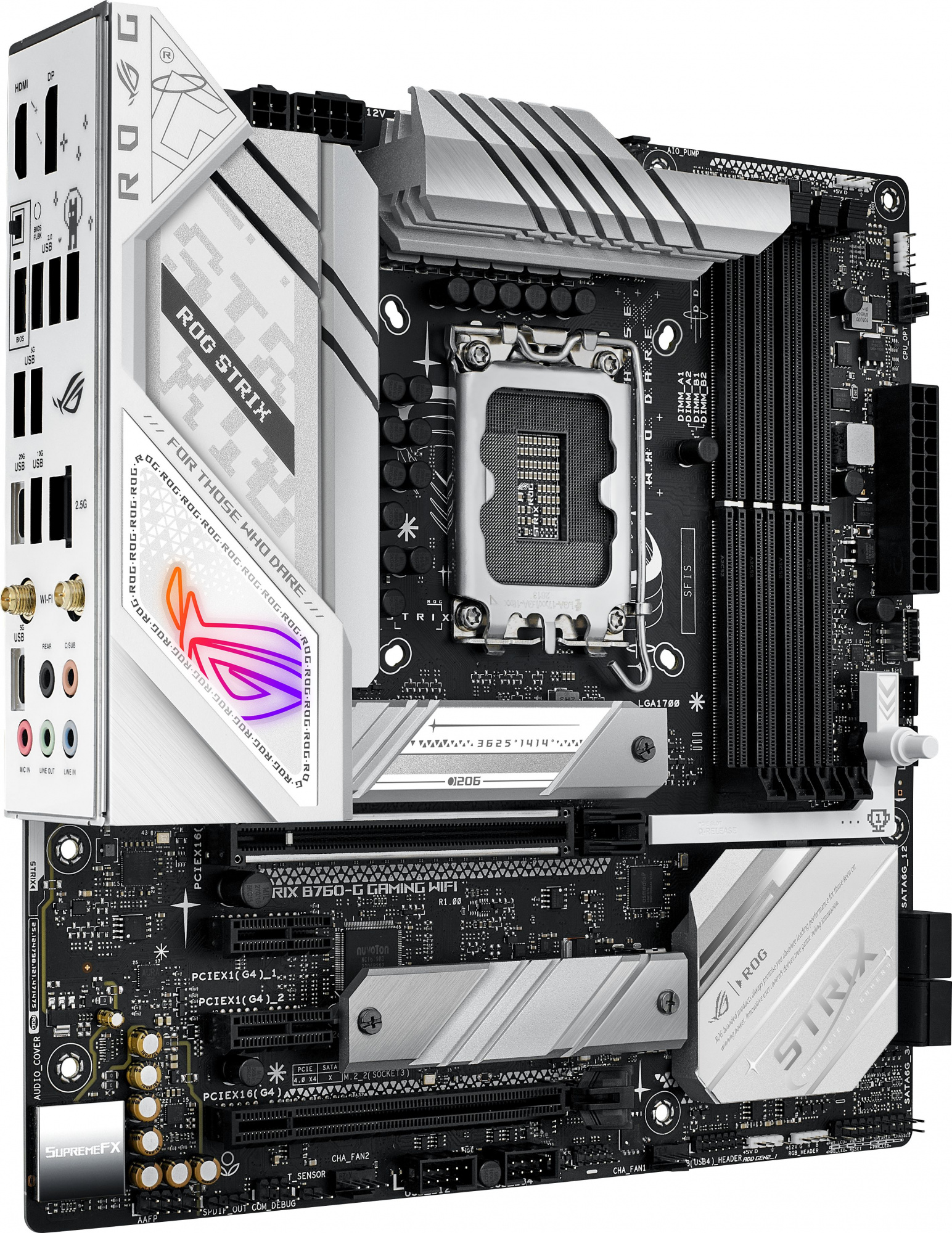 Материнская плата Asus ROG STRIX B760-G GAMING WIFI Soc-1700 Intel B760 4xDDR5 mATX AC`97 8ch(7.1) 2.5Gg RAID+HDMI+DP