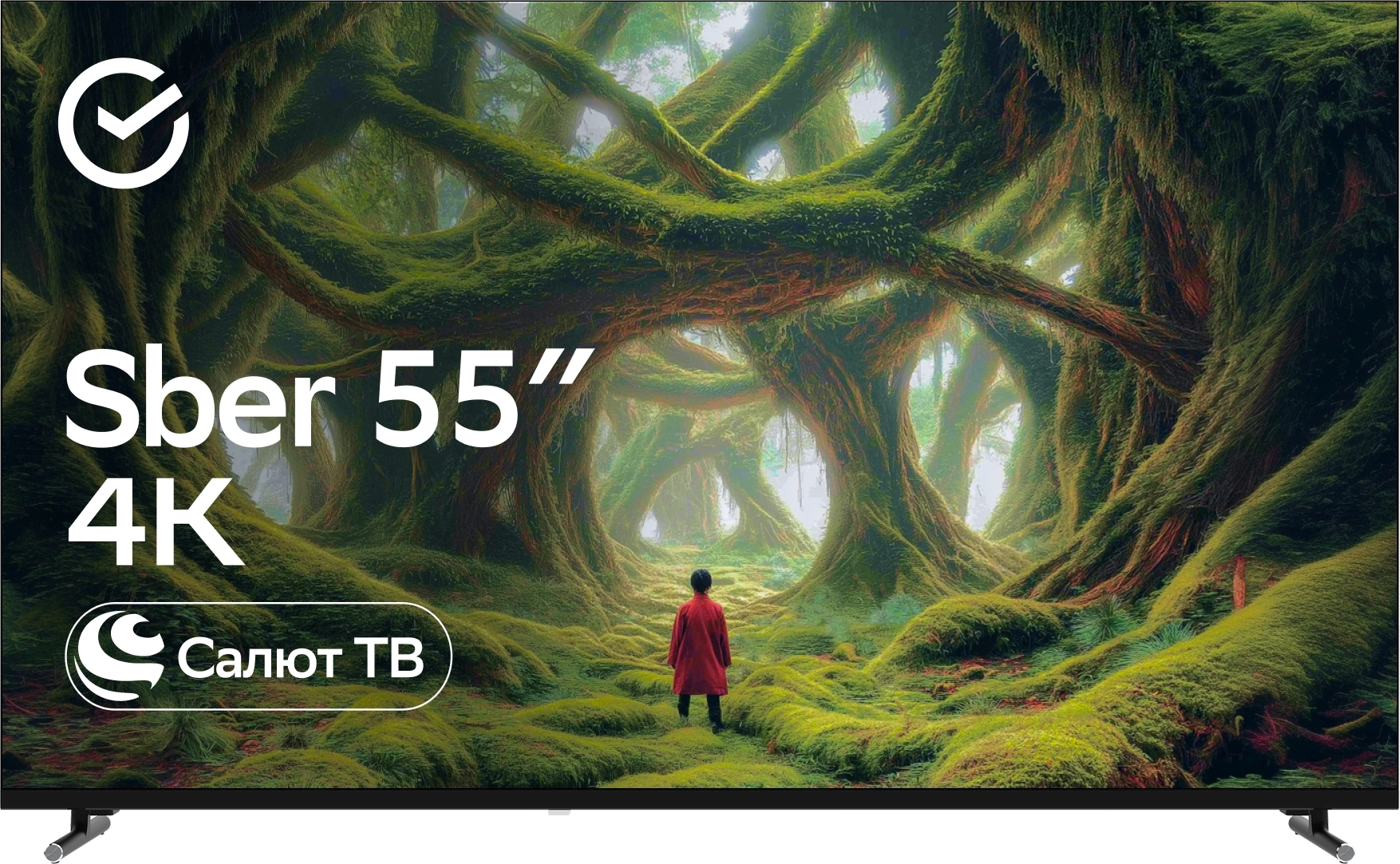Телевизор LED Sber 55" SDX-55U4139 Салют ТВ Frameless черный 4K Ultra HD 60Hz DVB-T DVB-T2 DVB-C DVB-S DVB-S2 USB WiFi Smart TV