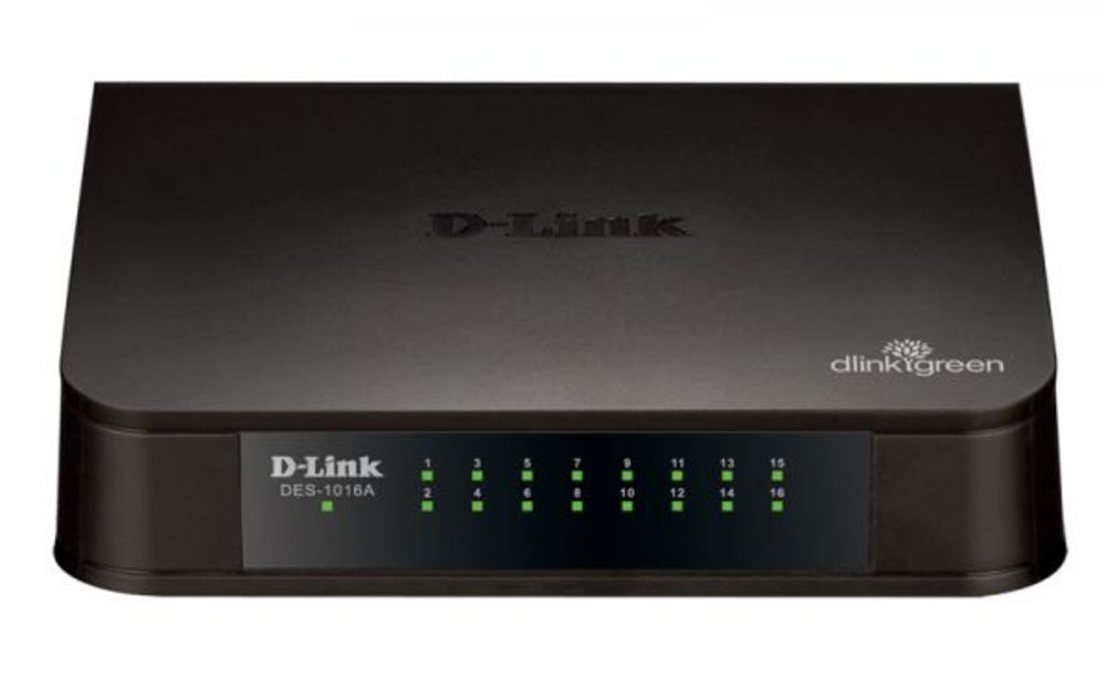 DES-1016A/E2A Неуправляемый коммутатор D-Link с 16 портами 10/100Base-TX и функцией энергосбережения