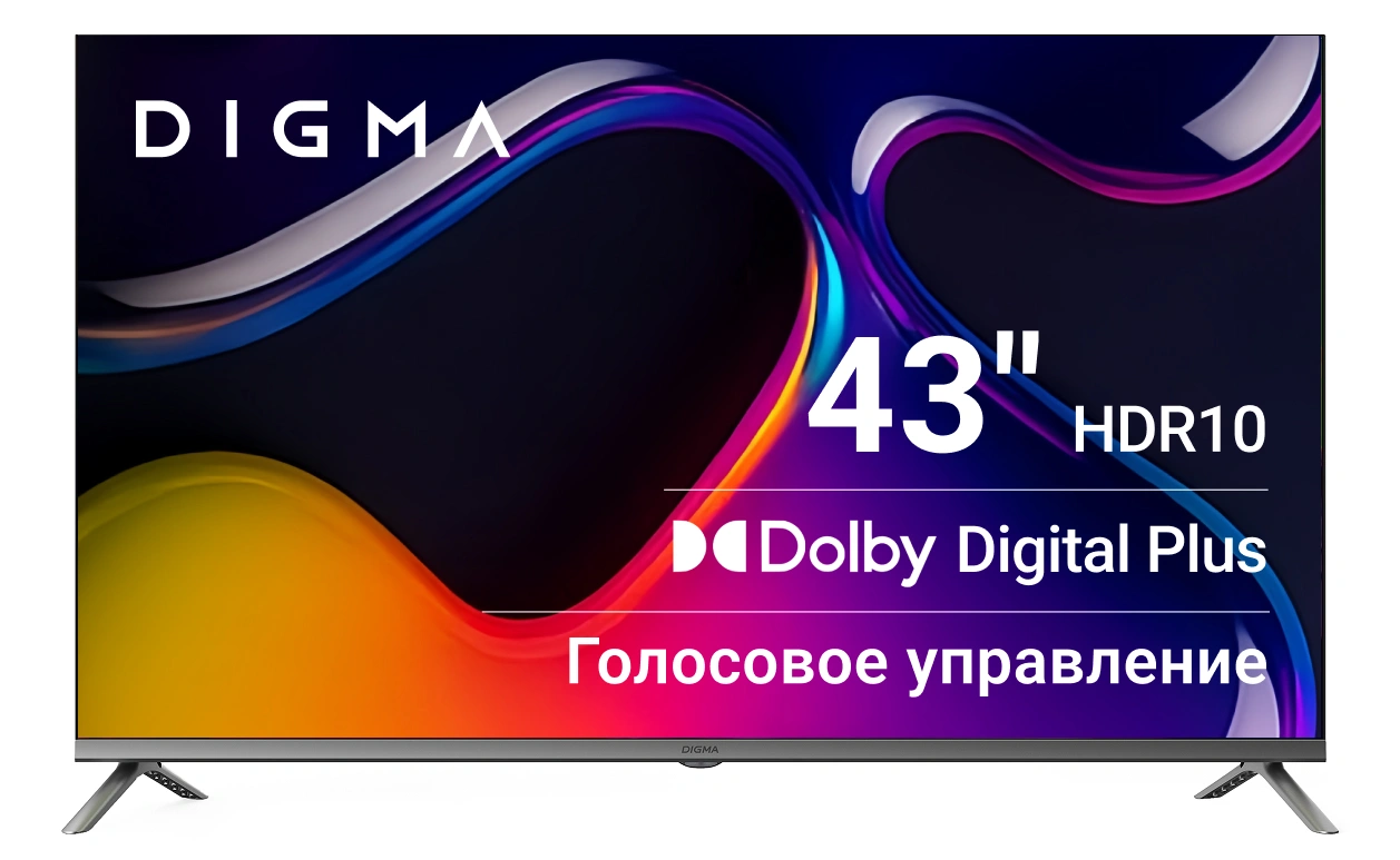 Телевизор LED Digma 43" DM-LED43UBB41 Android TV Frameless Metal темно-серебристый/серый 4K Ultra HD 60Hz DVB-T DVB-T2 DVB-C DVB-S DVB-S2 USB WiFi Smart TV