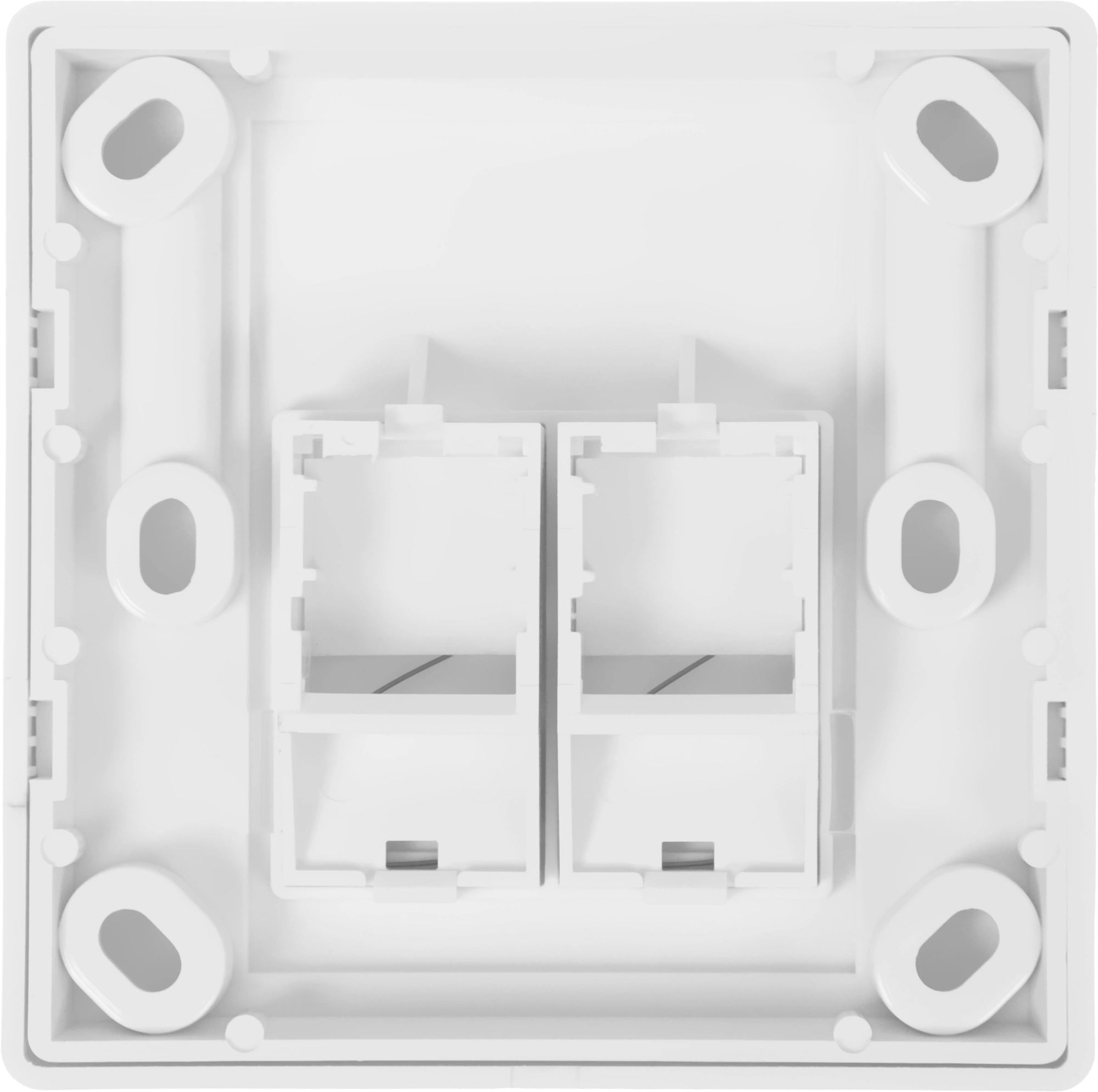 Панель Suprlan 10-0334-1 лицевая со шторкой 80x80 2xKeystone ABS пластик белый