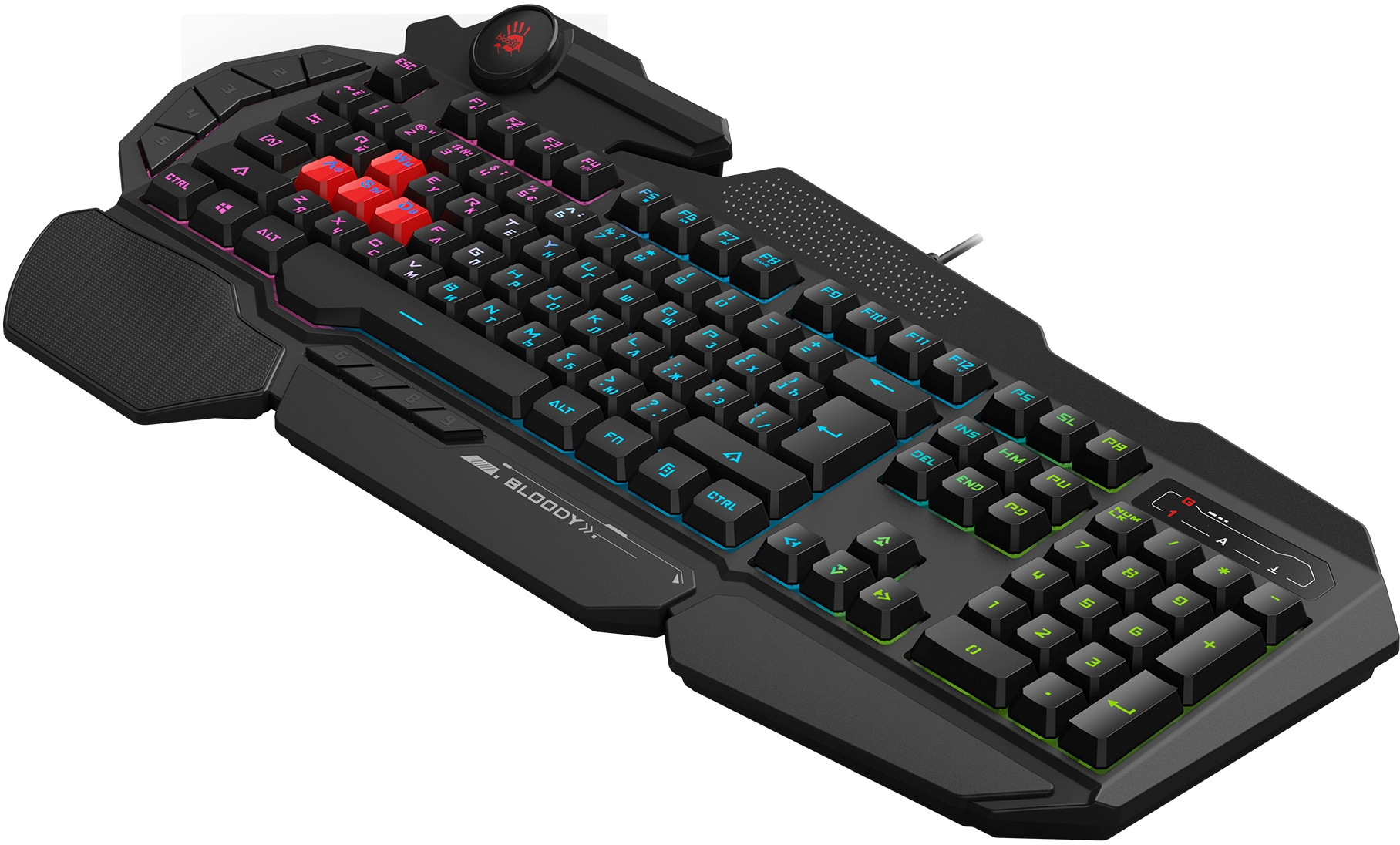 Клавиатура A4Tech B314 черный USB Multimedia for gamer LED (подставка для запястий) кабель 1.8м