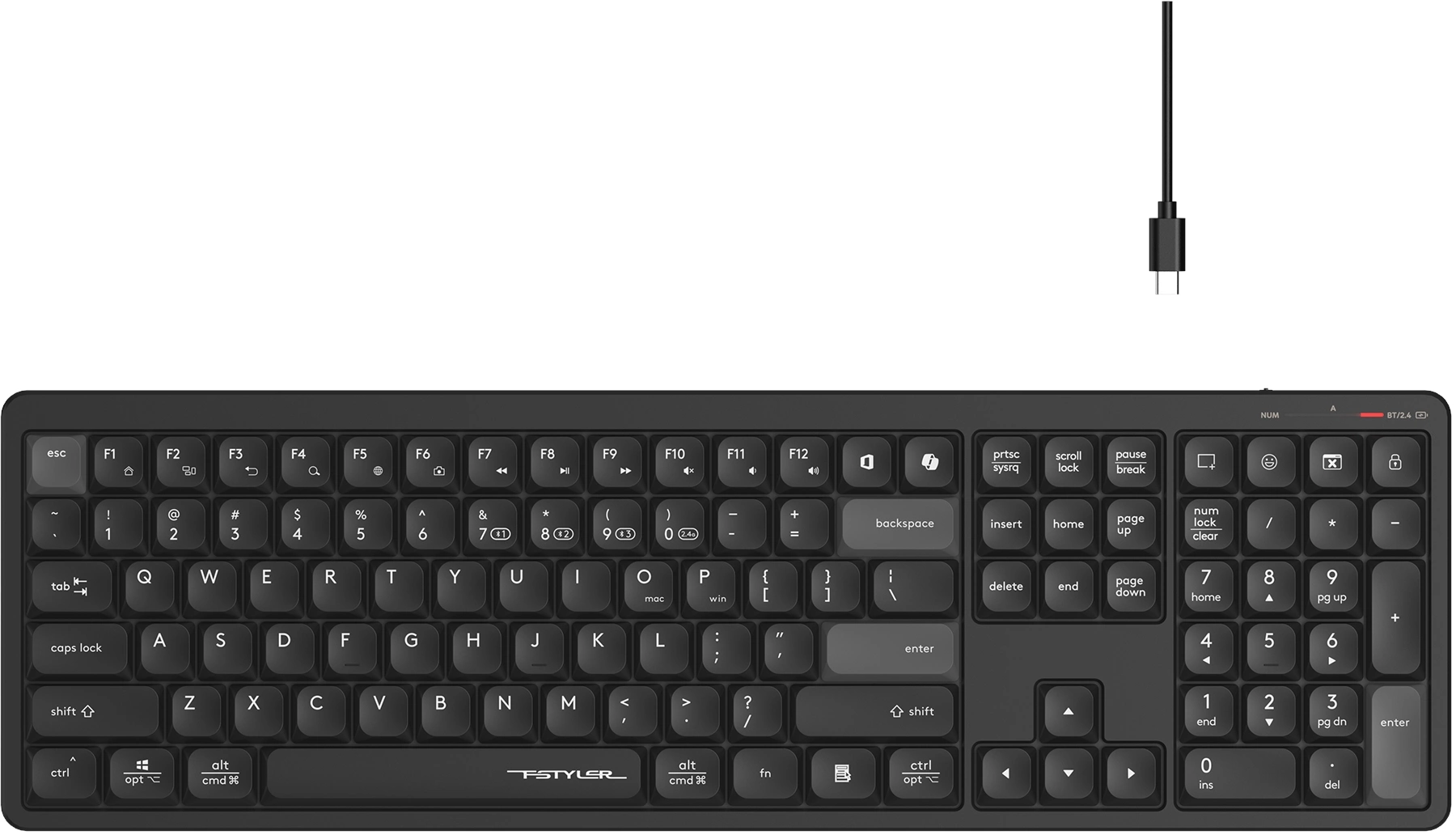 Клавиатура A4Tech FBX55C черный USB беспроводная BT/Radio slim Multimedia