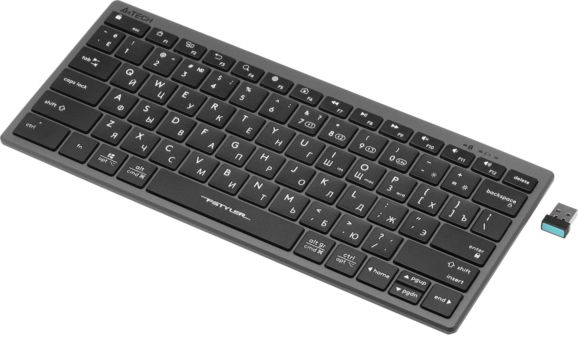 Клавиатура A4Tech FBX51C серый USB беспроводная BT/Radio slim Multimedia для ноутбука (FBX51C GREY)