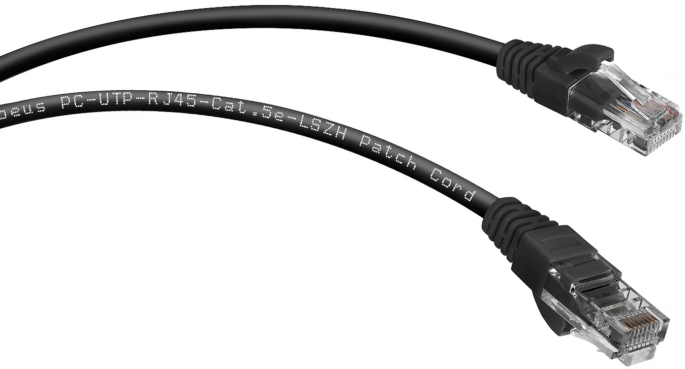 Патч-корд Cabeus PC-UTP-RJ45-CAT.5E-2M-BK-LSZH U/UTP RJ-45 вил.-вилка RJ-45 кат.5E 2м черный LSZH