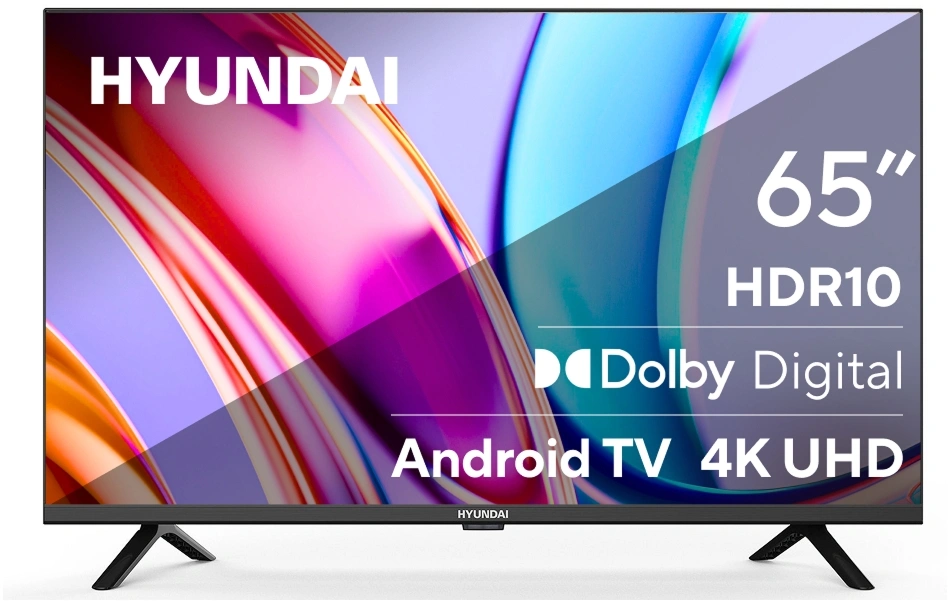 Телевизор LED Hyundai 65" H-LED65BU7006 Android TV Frameless Metal черный/серебристый 4K Ultra HD 60Hz DVB-T DVB-T2 DVB-C DVB-S DVB-S2 USB WiFi Smart TV