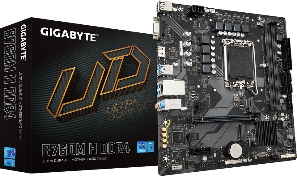 Материнская плата Gigabyte B760M H DDR4 Soc-1700 Intel B760 2xDDR4 mATX AC`97 8ch(7.1) GbLAN RAID+VGA+HDMI