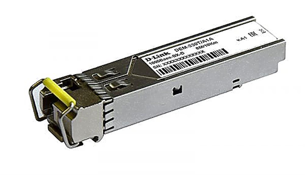 330T/3KM/A1A WDM SFP-трансивер D-Link с 1 портом 1000Base-BX-D (Tx:1550 нм, Rx:1310 нм) для одномодового оптического кабеля (до 3 км, разъем SC)