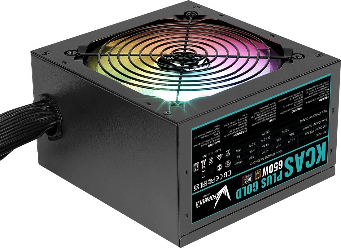 Блок питания Formula ATX 650W AC KCAS PLUS GOLD 650W RGB 80+ gold (20+4pin) APFC 120mm fan color LED 6xSATA RTL