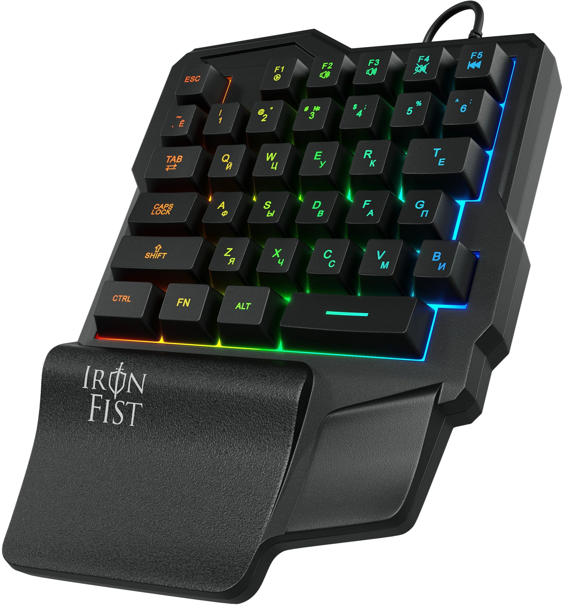 Игровой блок Оклик 701G IRON FIST черный USB for gamer LED (подставка для запястий) (1196590)