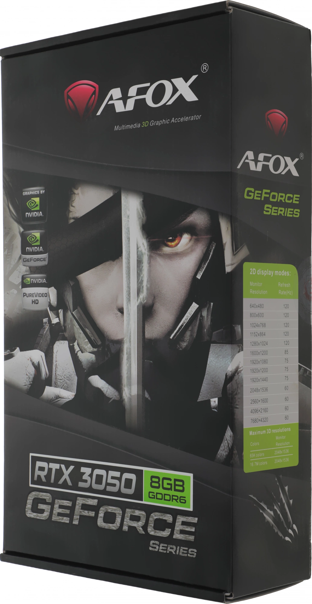 Видеокарта Afox PCI-E 4.0 AF3050-8GD6H2-V2 NVIDIA GeForce RTX 3050 8Gb 128bit GDDR6 1552/14000 DVIx1 HDMIx1 DPx1 HDCP Ret