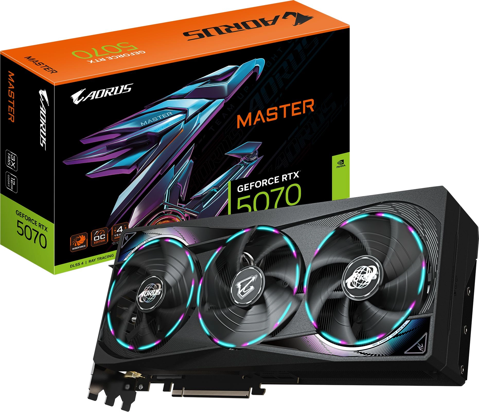 Видеокарта Gigabyte PCI-E 5.0 GV-N5070AORUS M-12GD 1.0 NVIDIA GeForce RTX 5070 12Gb 192bit GDDR7 2715/28000 HDMIx1 DPx3 HDCP Ret