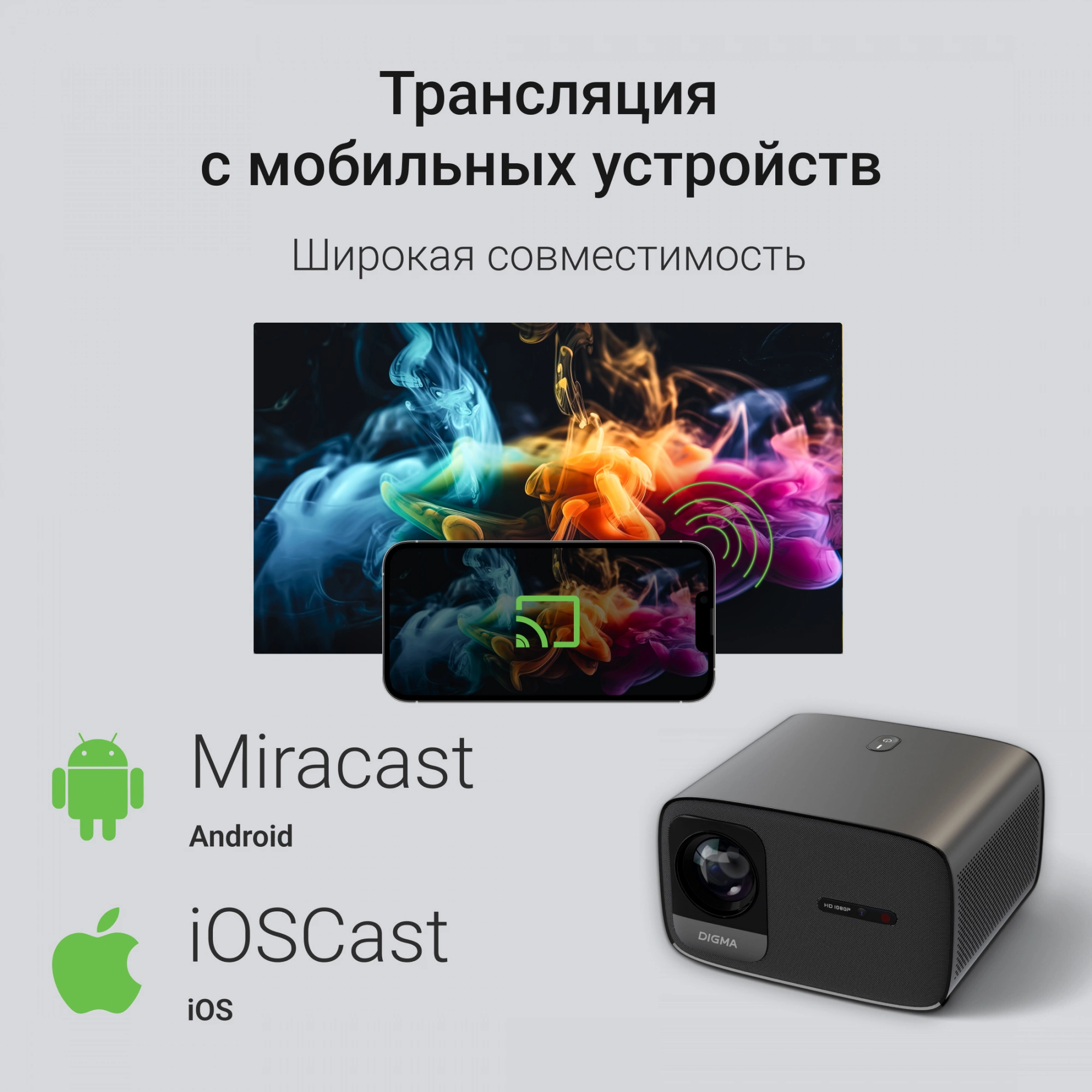 Проектор Digma DP-FHD450A LCD 8000Lm LS 600Lm ANSI (1920x1080) 3000:1 ресурс лампы:50000часов 2xUSB typeA 2xHDMI 3.2кг