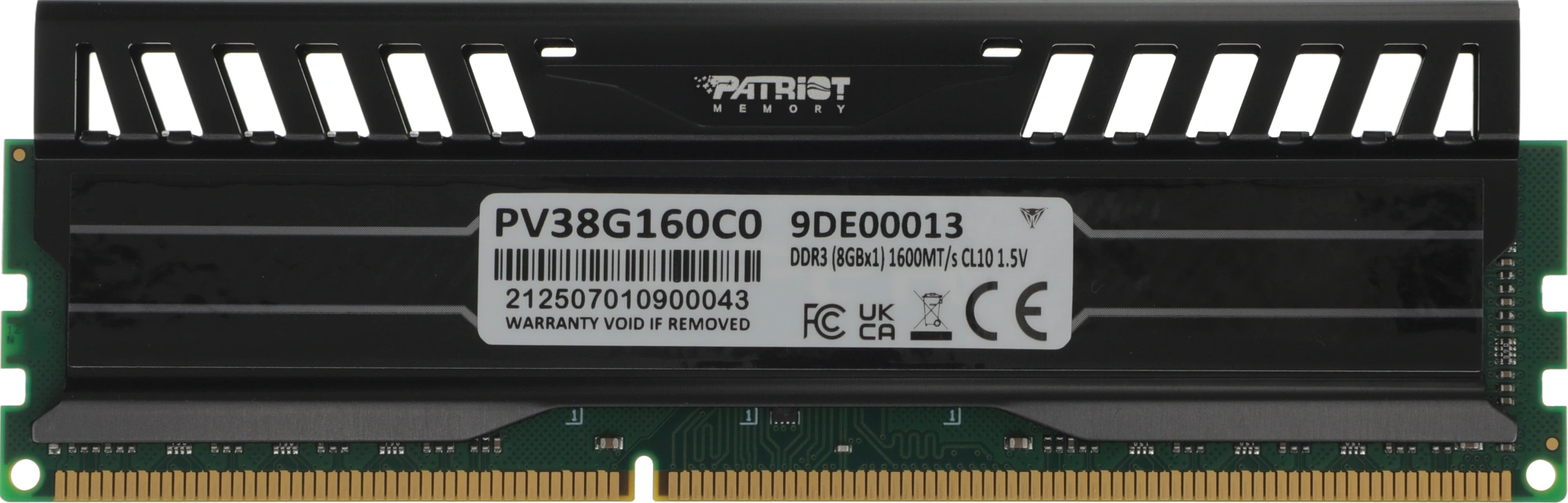 Память DDR3 8Gb 1600MHz Patriot PV38G160C0 Viper 3 RTL PC3-12800 CL10 DIMM 240-pin 1.5В с радиатором Ret