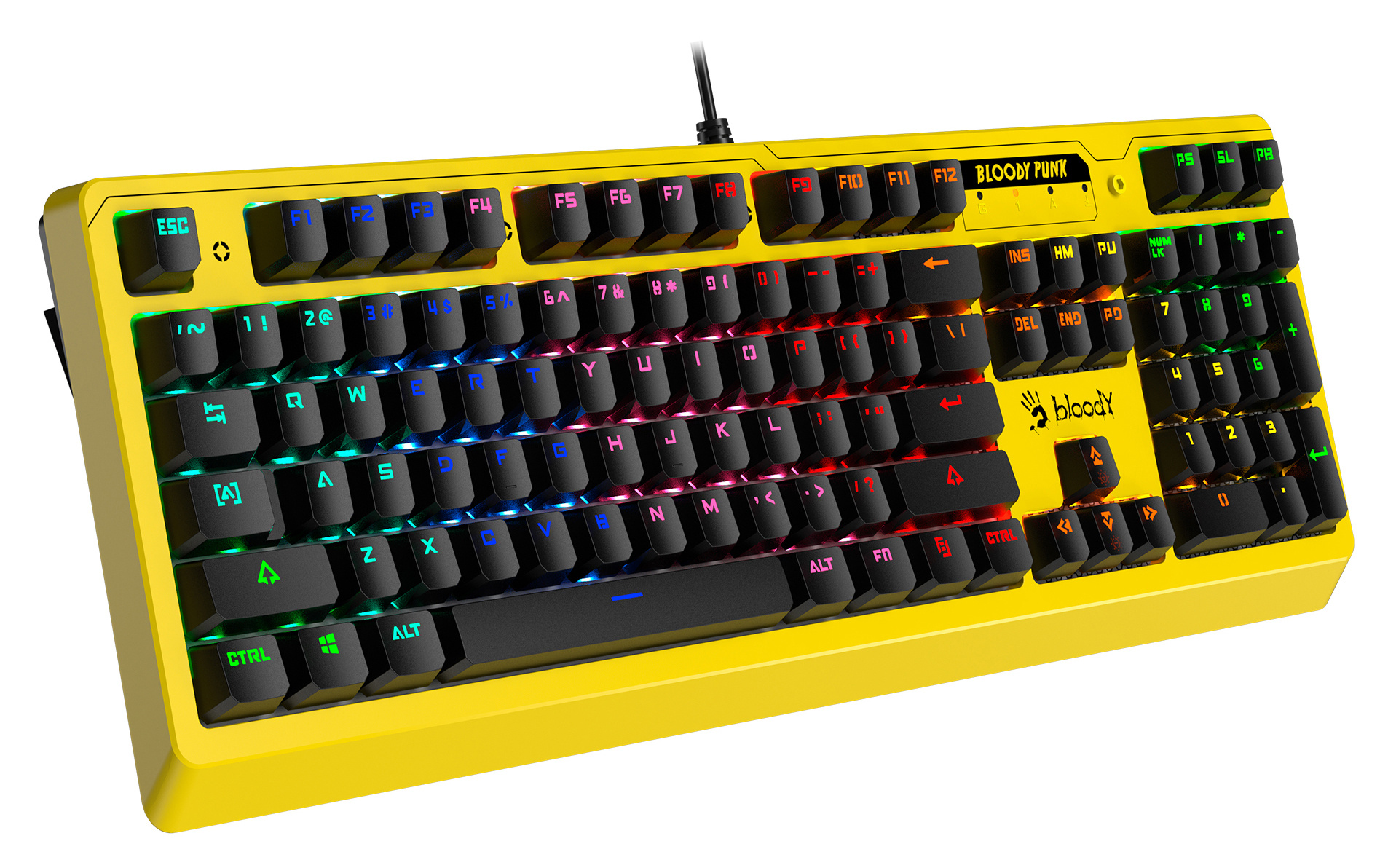 Клавиатура A4Tech B810RC Punk механическая желтый/черный USB for gamer LED (B810RC ( PUNK YELLOW )) кабель 1.8м