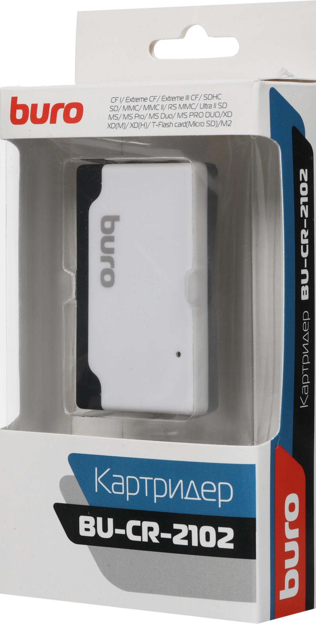 Устройство чтения карт памяти USB2.0 Buro BU-CR-2102 белый