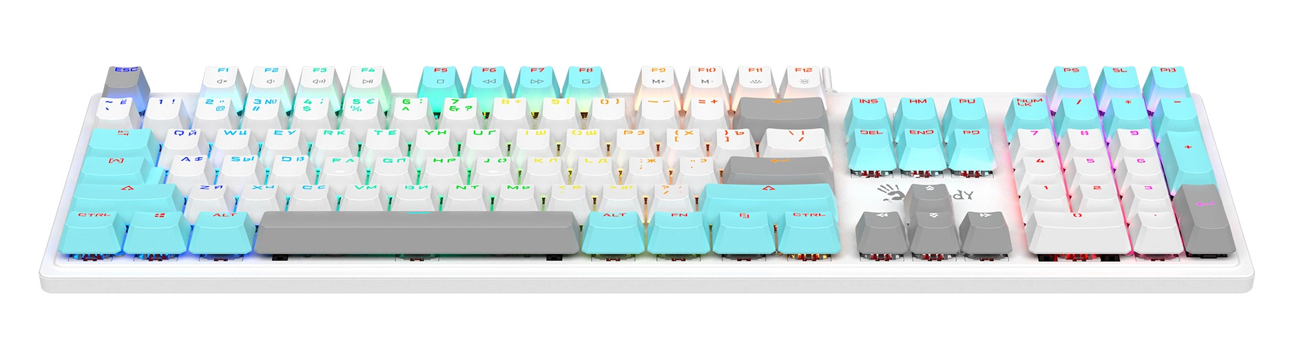 Клавиатура A4Tech S510N механическая белый USB for gamer LED (S510N (ICY WHITE )) кабель 1.8м