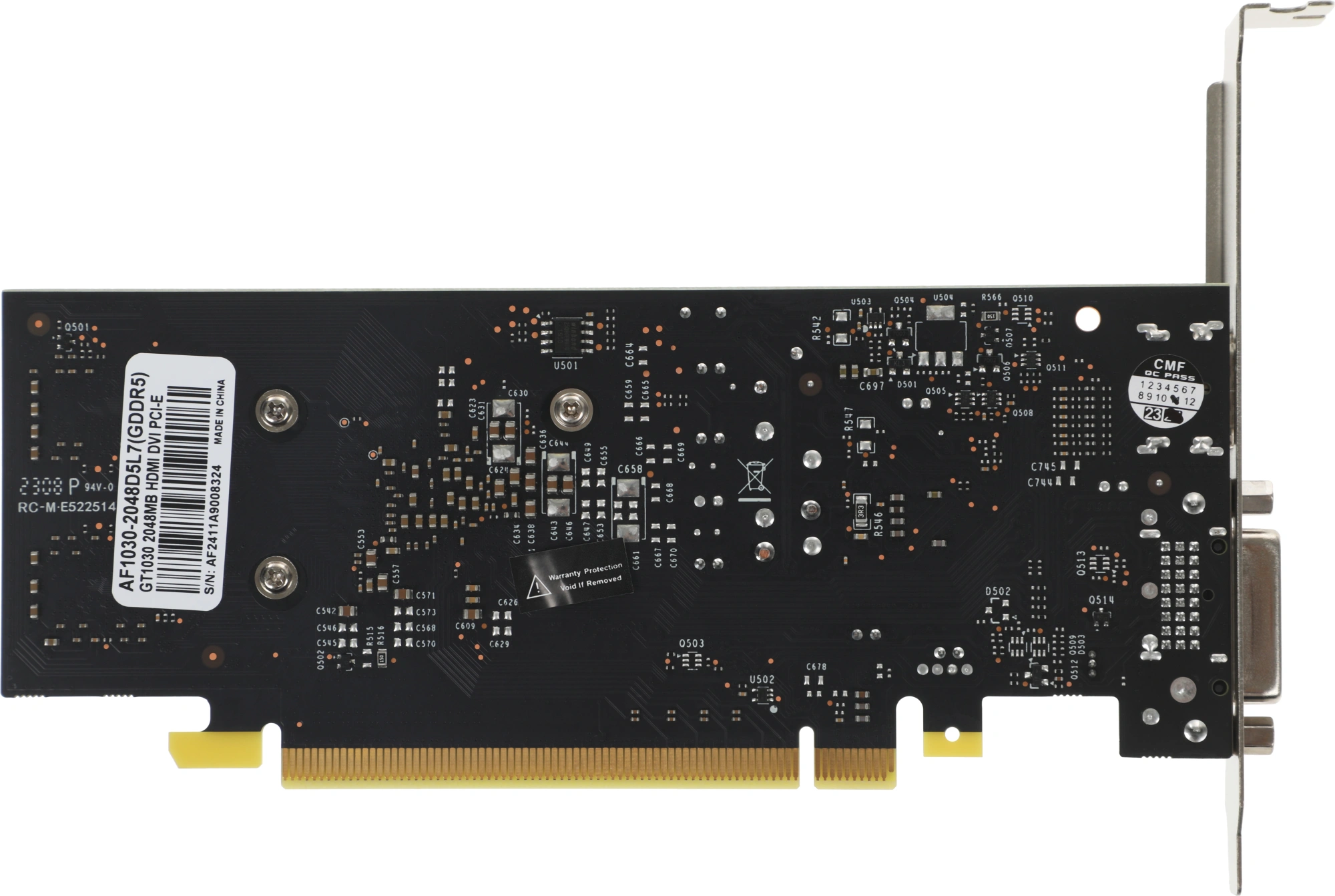 Видеокарта Afox PCI-E 3.0 AF1030-2048D5L7 NVIDIA GeForce GT 1030 2Gb 64bit GDDR5 1228/6000 DVIx1 HDMIx1 HDCP Ret low profile