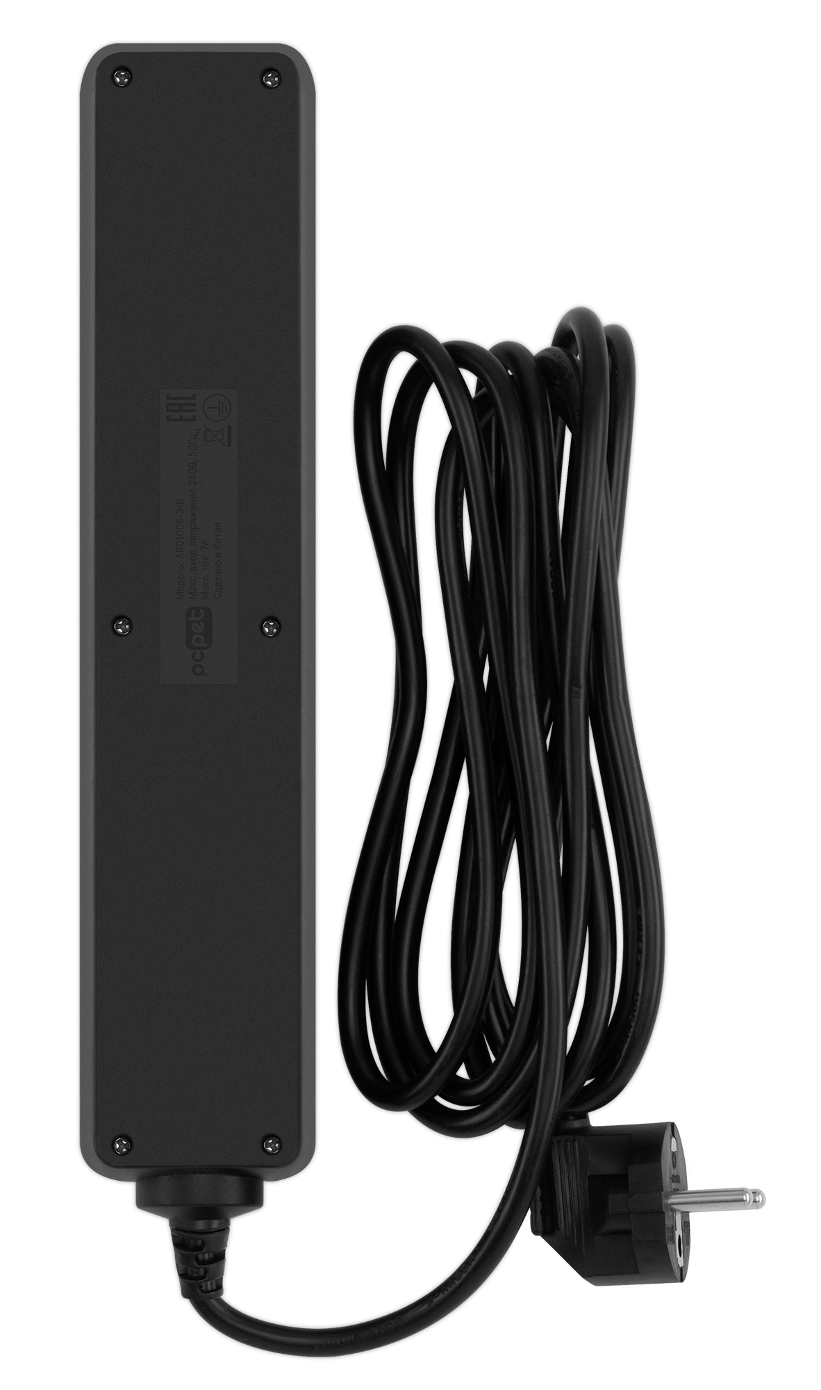 Сетевой фильтр PC Pet AP01006-3-B 3м (5 розеток) черный (пакет ПЭ)