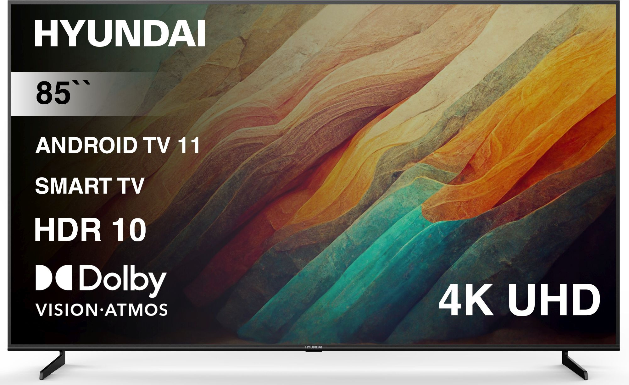 Телевизор LED Hyundai 85" H-LED85BU7007 Android TV Metal черный/черный 4K Ultra HD 60Hz DVB-T DVB-T2 DVB-C DVB-S DVB-S2 USB WiFi Smart TV