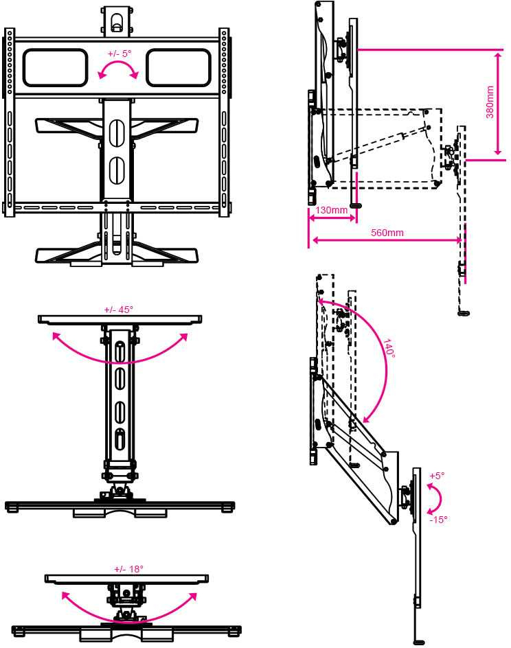 Кронштейн для телевизора Kromax ATLANTIS-99 черный 40"-65" макс.35кг настенный поворот и наклон верт.перемещ.
