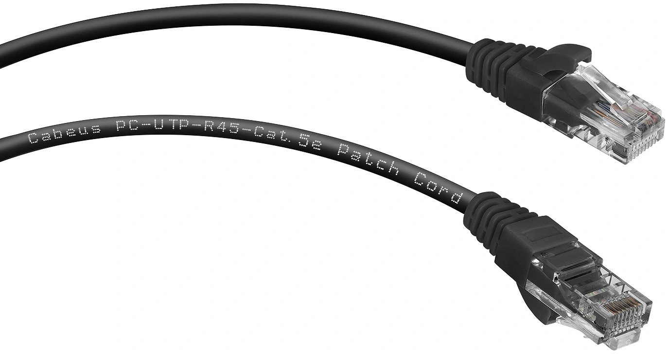 Патч-корд Cabeus PC-UTP-RJ45-CAT.5E-2M-BK U/UTP RJ-45 вил.-вилка RJ-45 кат.5E 2м черный ПВХ