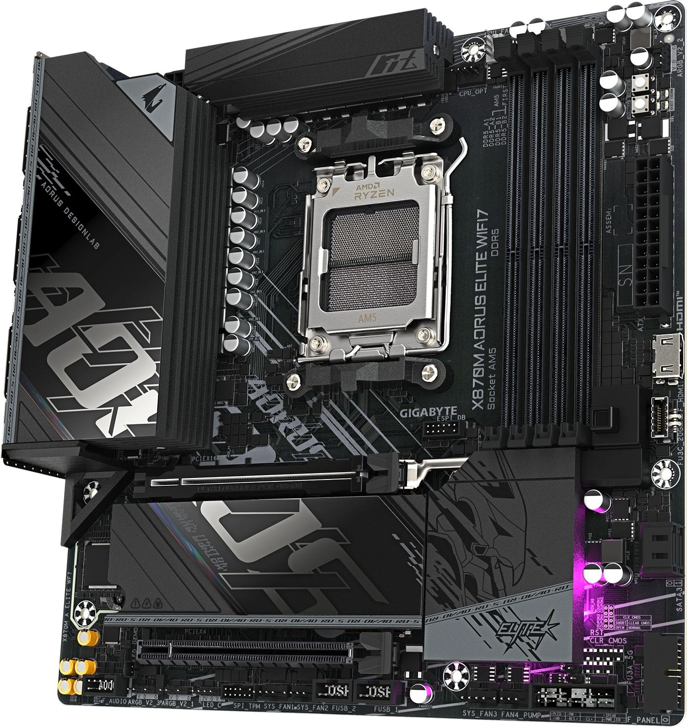Материнская плата Gigabyte X870M AORUS ELITE WIFI7 Socket AM5 AMD X870 4xDDR5 mATX AC`97 8ch(7.1) 2.5Gg RAID+HDMI