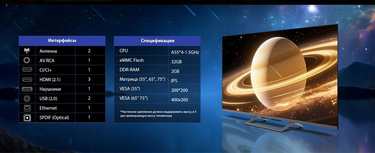 Телевизор LED Skyworth 75" 75X67H NEXO Mini-LED черный/серый 4K Ultra HD 120Hz MEMC DVB-T DVB-T2 DVB-C DVB-S DVB-S2 USB WiFi Smart TV