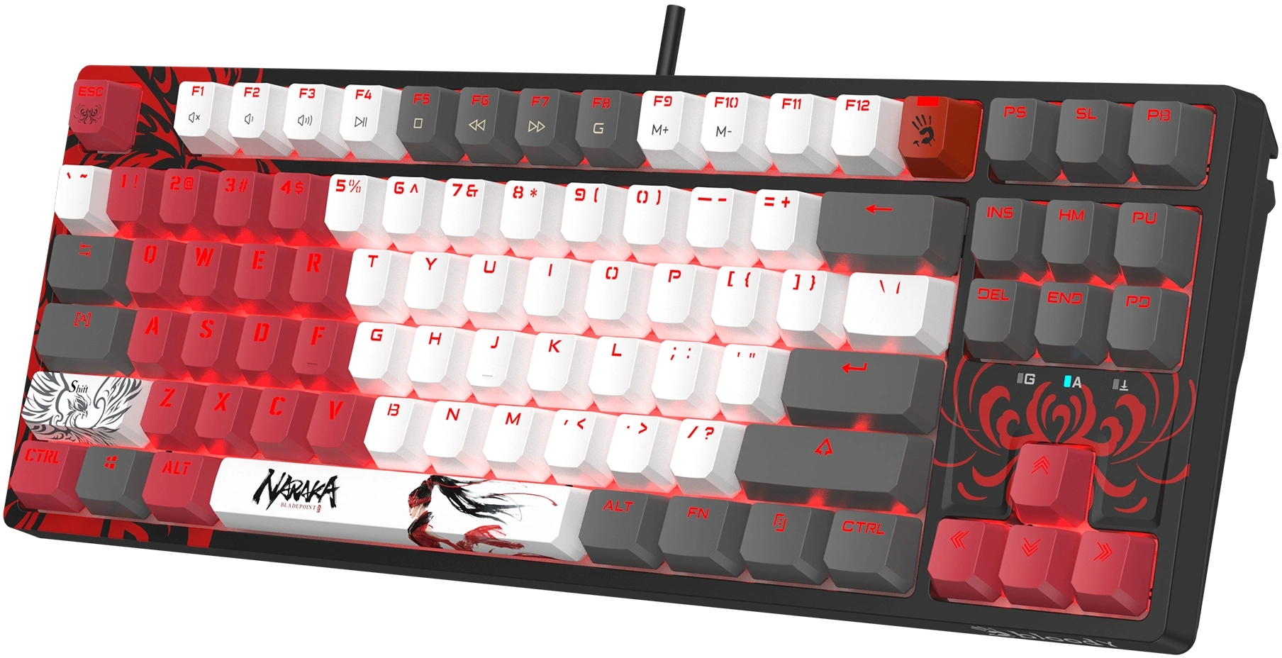 Клавиатура A4Tech S87 Naraka механическая черный/красный USB for gamer LED кабель 1.8м