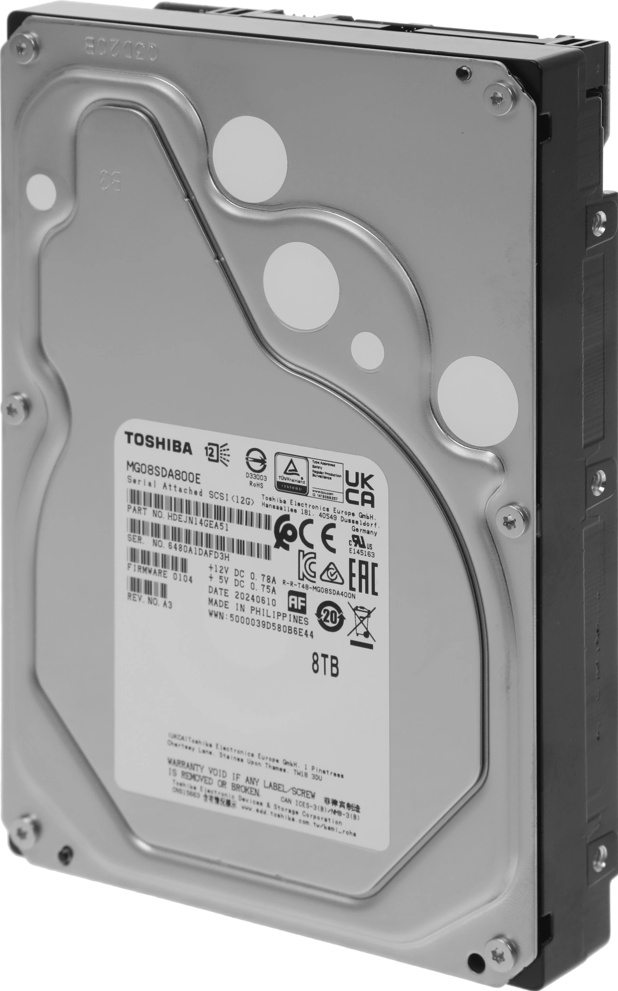Жесткий диск Toshiba SAS 3.0 8Tb MG08SDA800E Enterprise Capacity (7200rpm) 256Mb 3.5"