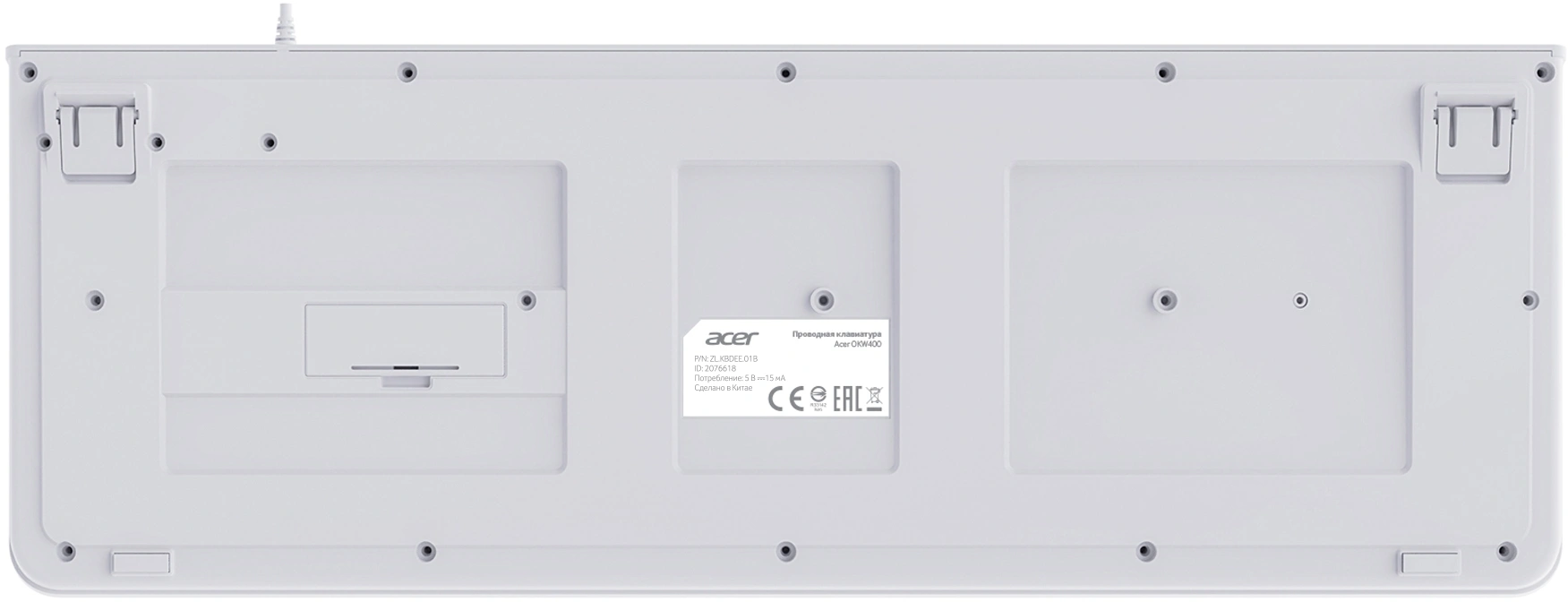 Клавиатура Acer OKW400 белый USB (ZL.KBDEE.01B) кабель 1.8м